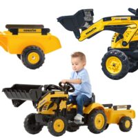 FALK Traktor na Pedały Koparka Komatsu z Przyczepą i Łyżką 2-5 Lat