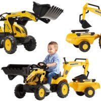 FALK Traktor na Pedały Komatsu z Łyżką Koparką i Przyczepą 2-5 lat
