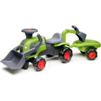 FALK Traktorek Jeździk Baby Claas z Koparką Łyżką i Przyczepą