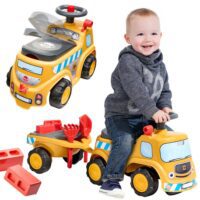 FALK Jeździk Ciężarówka Budowlana JCB z Przyczepą i Akcesoriami 1-3 Lat