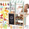 WOOPIE GREEN Duży Wielofunkcyjny Sklepik 5w1 Stragan Supermarket Restauracja Kawiarnia Kuchnia 73 el