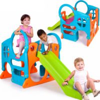 FEBER Duży Plac Zabaw Activity Center Zjeżdżalnia 100 cm Ścianka Wspinaczkowa Kształty