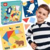 TOOKY TOY Puzzle Tangram Układanka dla Dzieci Nauka Kształtów Figury Kształty 18el.