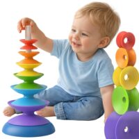 WOOPIE BABY Kolorowa Wieża Układanka Piramidka Edukacyjna 18m+