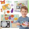 TOOKY TOY Drewniana Kuchnia z Akcesoriami - Zestaw Małego Kucharza