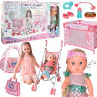 WOOPIE ROYAL Lalka Bobas 36 cm Syrenka Interaktywna Zestaw XXL Opiekunka 18w1