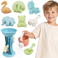 WOOPIE GREEN Zestaw do Piasku z Kołowrotkiem i Konewką 10 el. BIODEGRADOWALNY ORGANICZNY MATERIAŁ