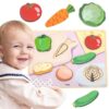 VIGA Drewniane Puzzle Układanka Montessori 2w1 Figurki Warzywa