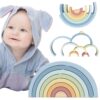 TOOKY TOY Pastelowa Układanka Drewniane Klocki Montessori Tęcza
