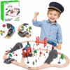Tooky Toy Drewniana Kolejka Elektryczna Straż Pożarna Efekty Dźwiękowe 70 el. FSC